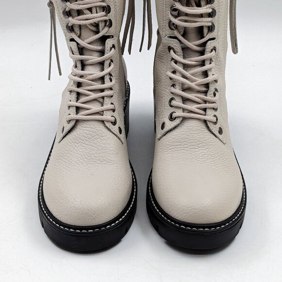 Golo Women Peace War Tapioca Leather Lace-up Zip Combat boots size 7.5 - Picture 5 of 11